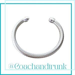 Twisted‎ Silver Torque Bangle Cuff Bracelet Unisex NWT
